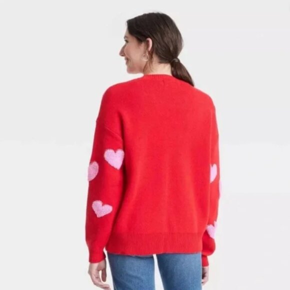 33 Degree Red Pink Hearts Cardigan Sweater NWT XXL - Picture 3 of 4
